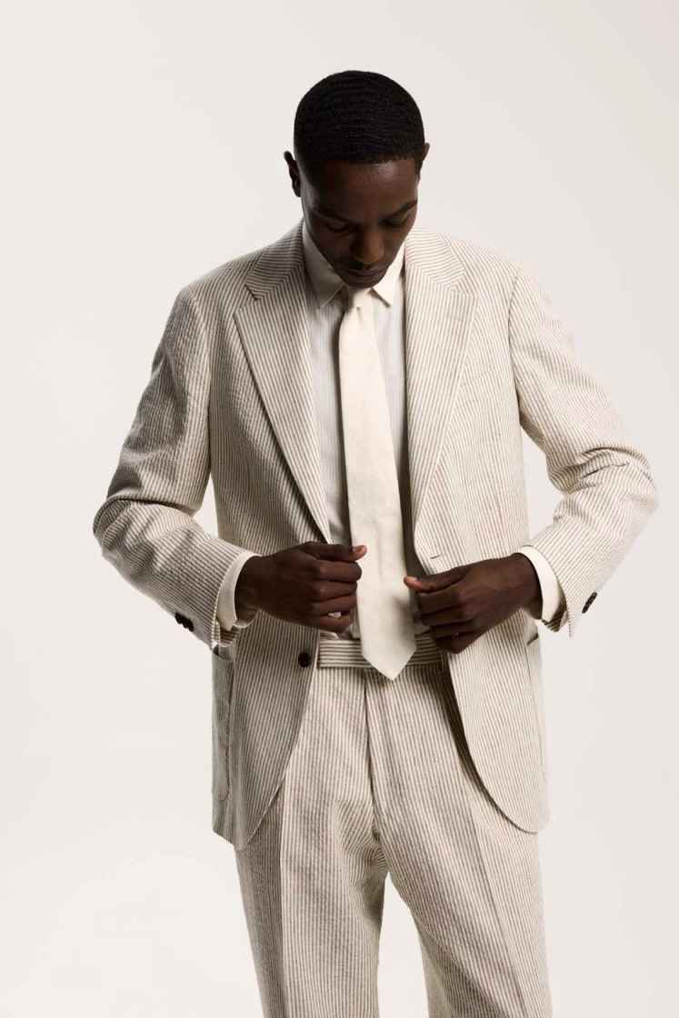 Simple Stripe Wedding Tuxedos 2 Piece Set Jacket Pants Men Suit Notched Lapel Groom Evening Business Prom Blazers Customized