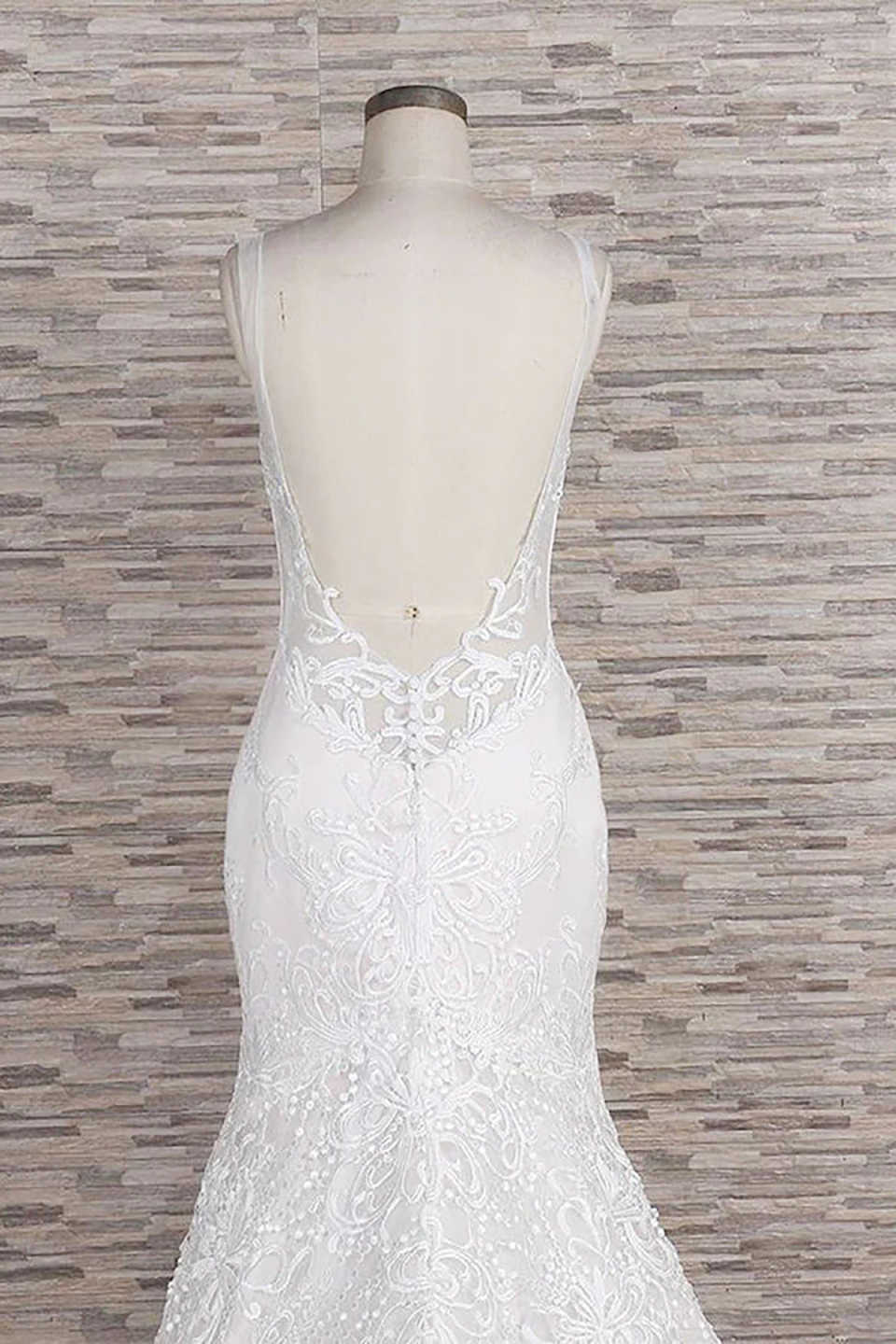Vintage Mermaid Wedding Dress Backless Spaghetti Sleeveless Appliques Sweep Train Bridal Gowns Customized