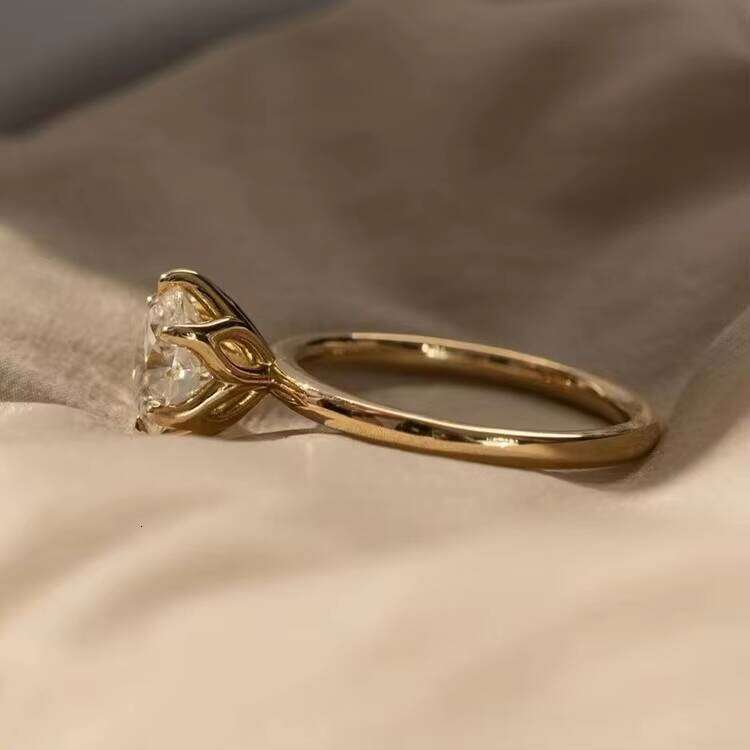2CT 6 Claws Petal 10k/14k/ Yellow Rose Gold Moissanite Single Dia Ring for Women Engagement Fine Jewelry