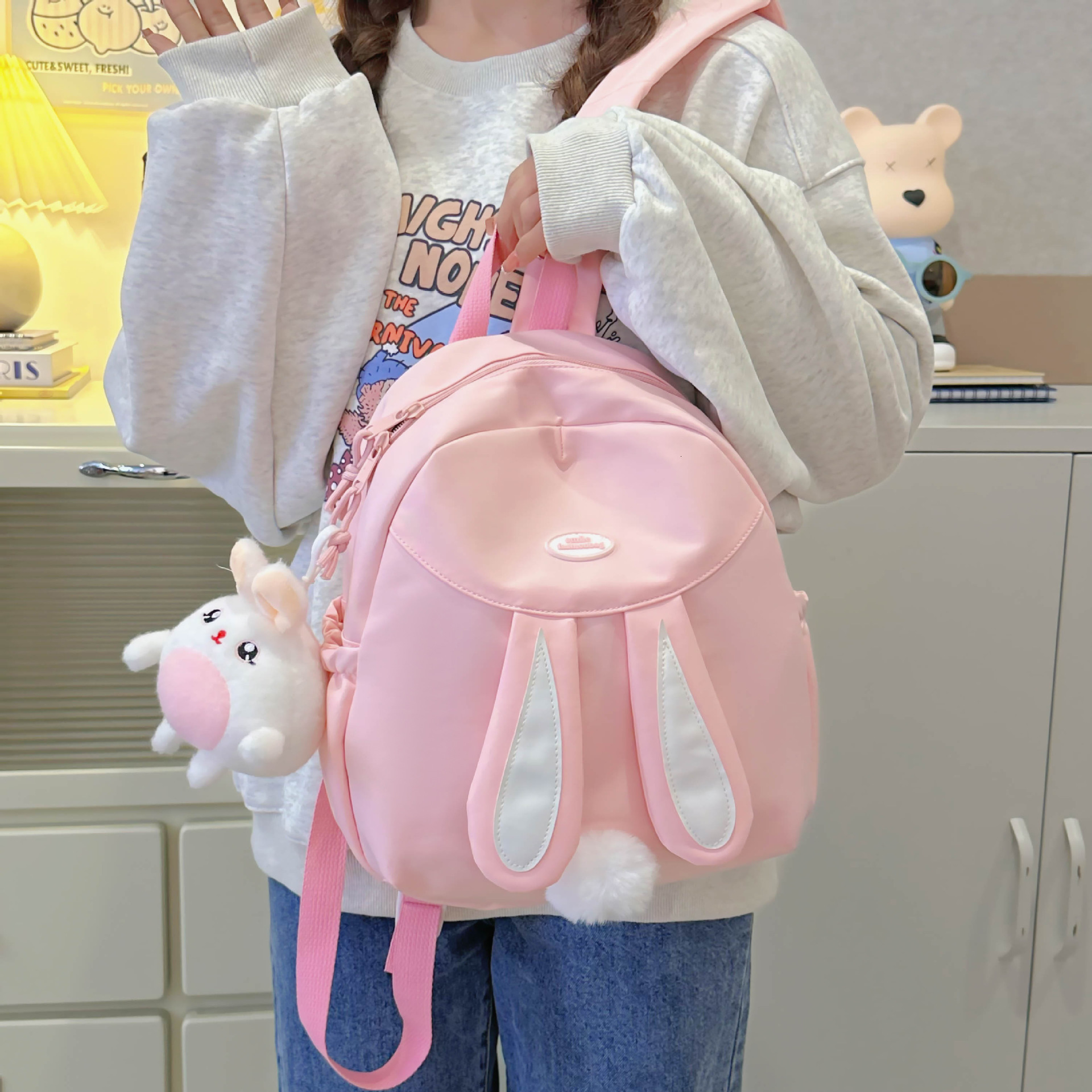 2025 Autumn Winter New fashion Women s Backpack Autumn New Fresh Style Student Rabbit Ear Cartoon Backpack Autumn New Cute Designer Backpack