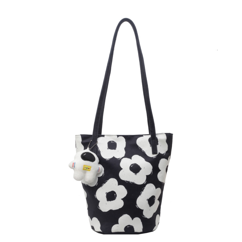 Luxury Brand Designer Bag Fashion Color-Block Bucket Bag For Women Small Floral Letter Print Shoulder Bag Ethnic Style Simple Girl Tote Bag