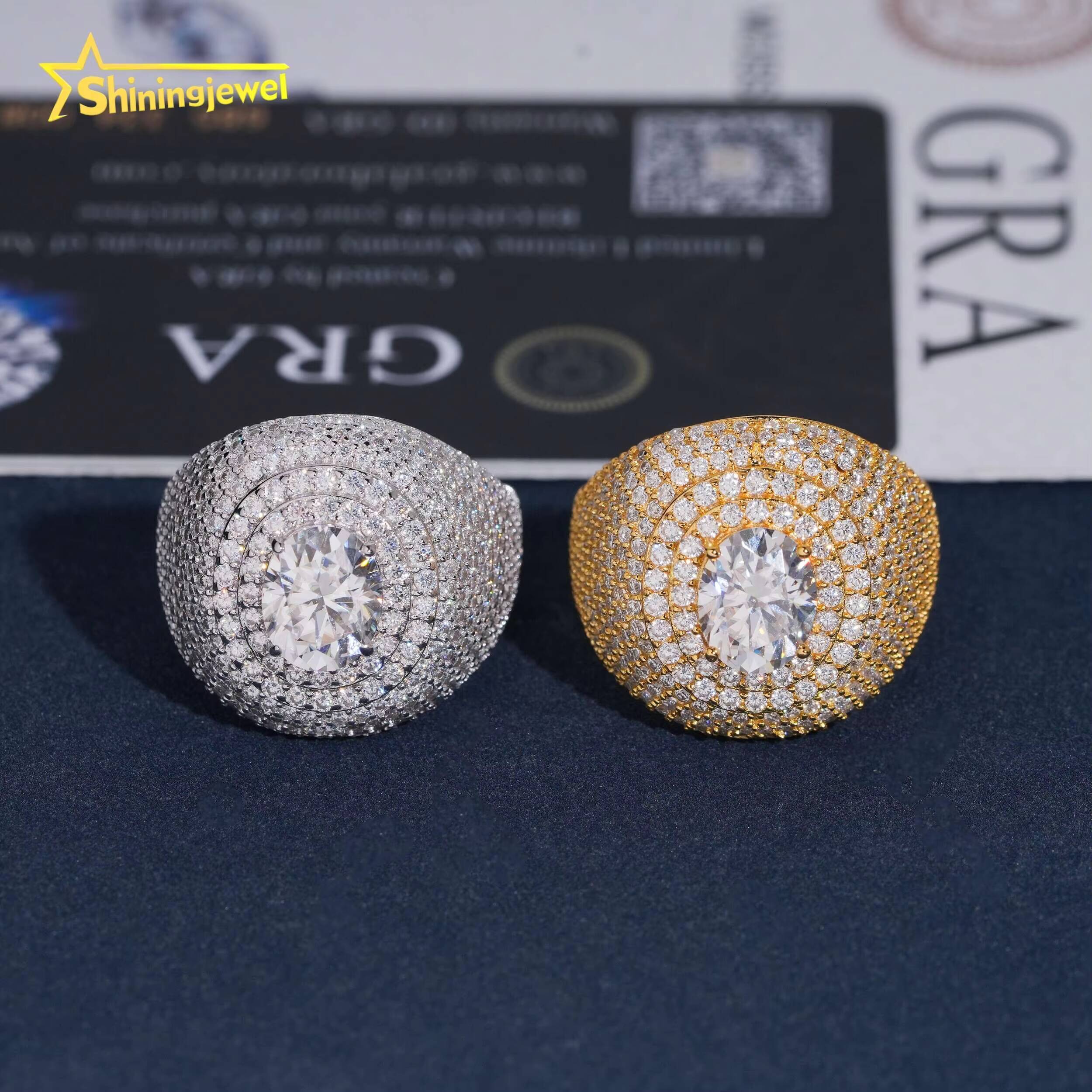 Fine Jewelry Hip Hop Iced Out Fully VVS Moissanite Diamond Ring GRA Certificated High Quality Custom 925 Silver Rings for Men
