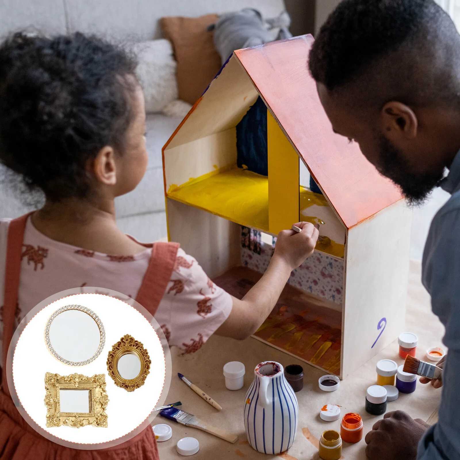 3 Pcs Mirror Prop House Decor Garden Ornaments Home Goods Pretend Resin DIY Accessory Micro Scene Toys Kids Z250807