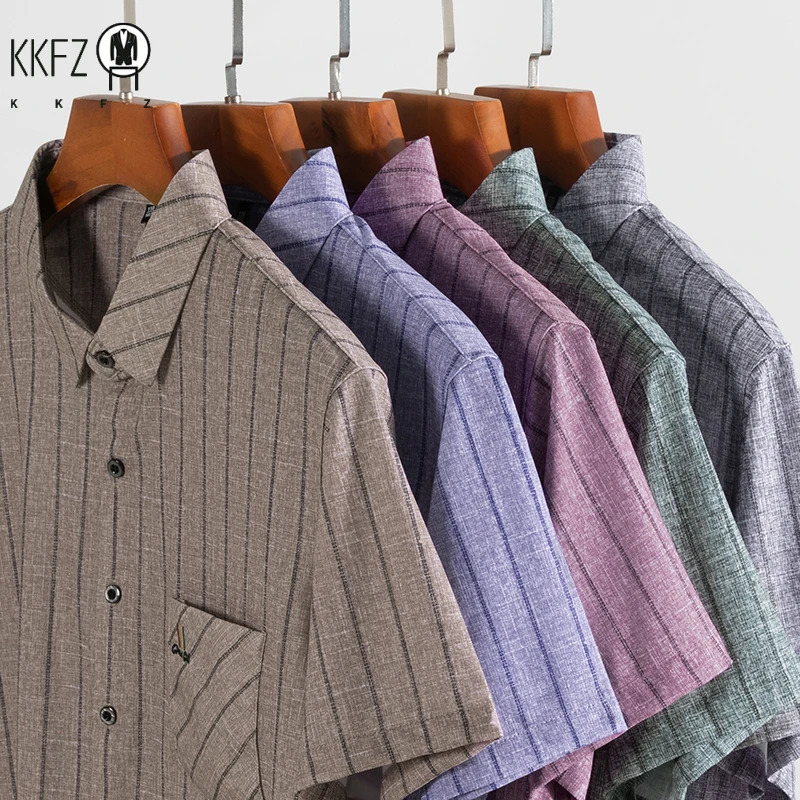 Mens Business Casual Short Sleeved Printed Shirt with Wrinkle Resistance No Ironing Comfortable All Season Versatile Top y250807