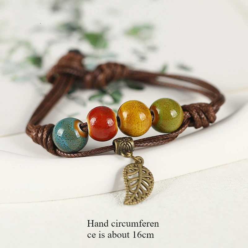 Vintage Forest Style Ceramic Weaving Bracelet Ethnic Style Art Hand Rope Small Fresh Hand String Z250807