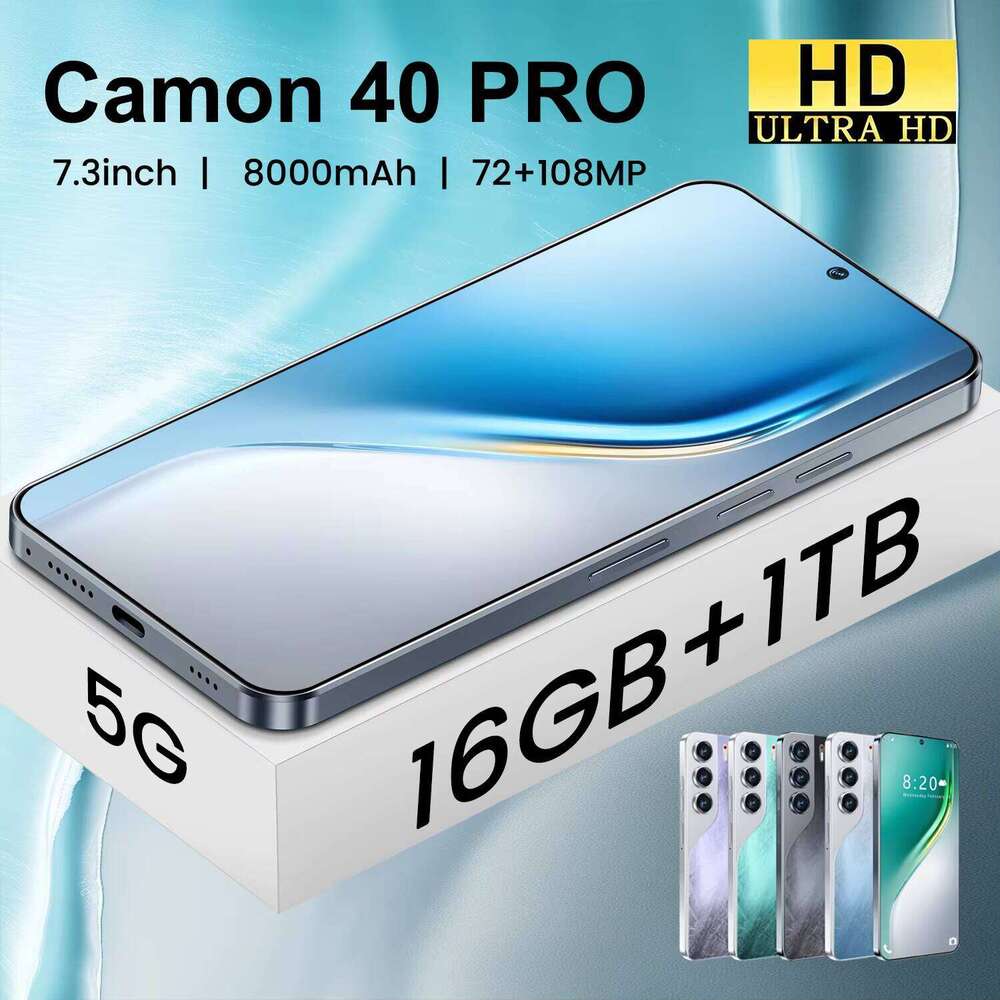 High-quality Camon 40 Pro smartphone with 7.3inch HD screen 16GB + 1TB unlocked Android 14 108MP camera phone
