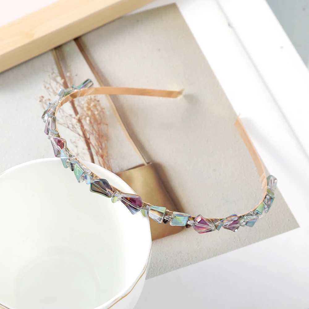 Pearl Rhinestone Wavy Hoop Band Wen Shiny Crystal Bands Girls Photo Travel Styling Bezel Hair Hoops Y250808