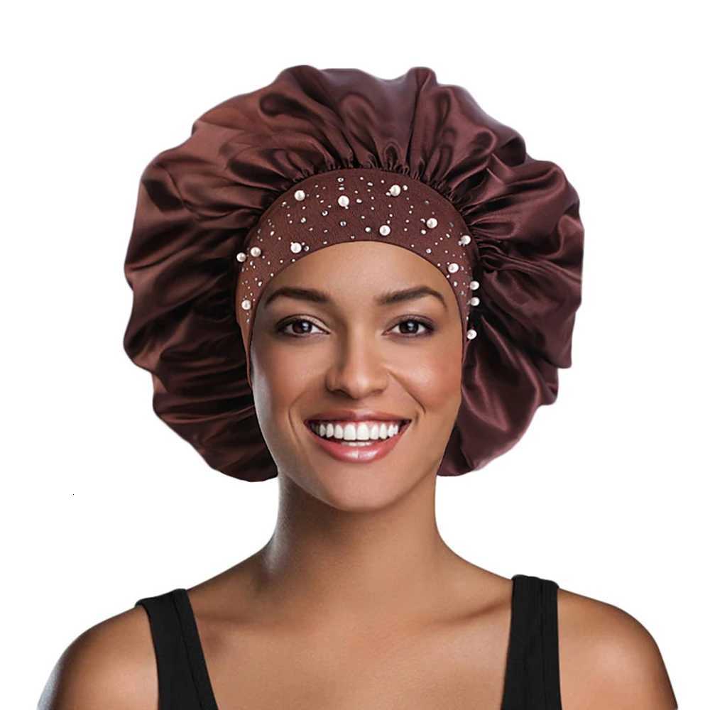 New Satin Sleep Cap Rhinestone Sleeping Bonnet Women Hat Night Hair Care Salon Shower Makeup Headband Muslim Hijab Head Cover Z250808