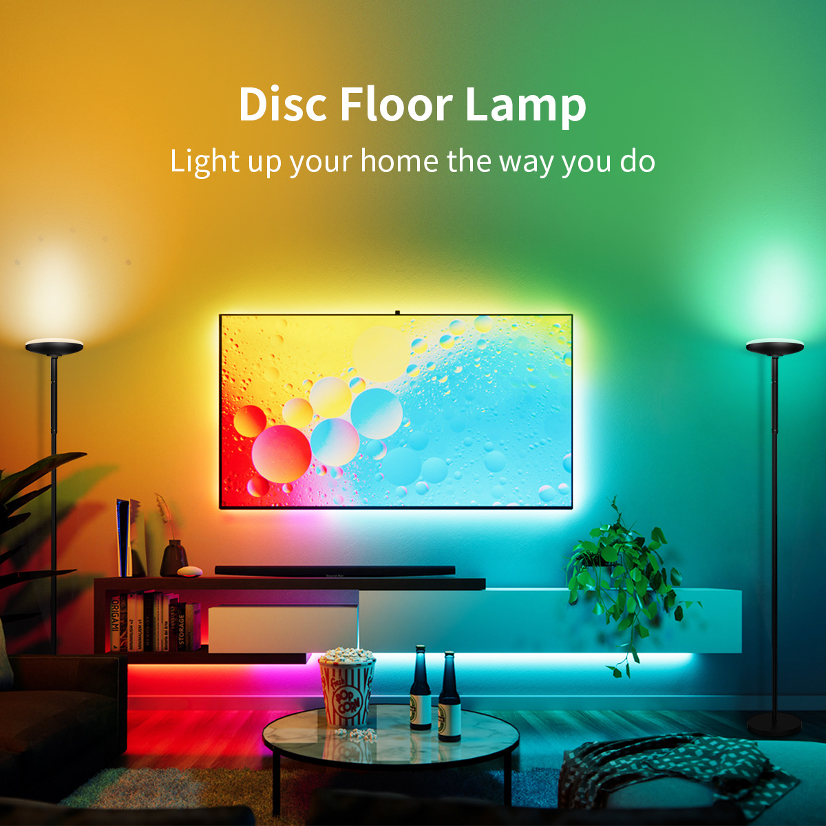 Versatile Adjustable Standing Light Fixture - Ambient Dimmable Bulb Illumination Can connect to Bluetooth - HCP067