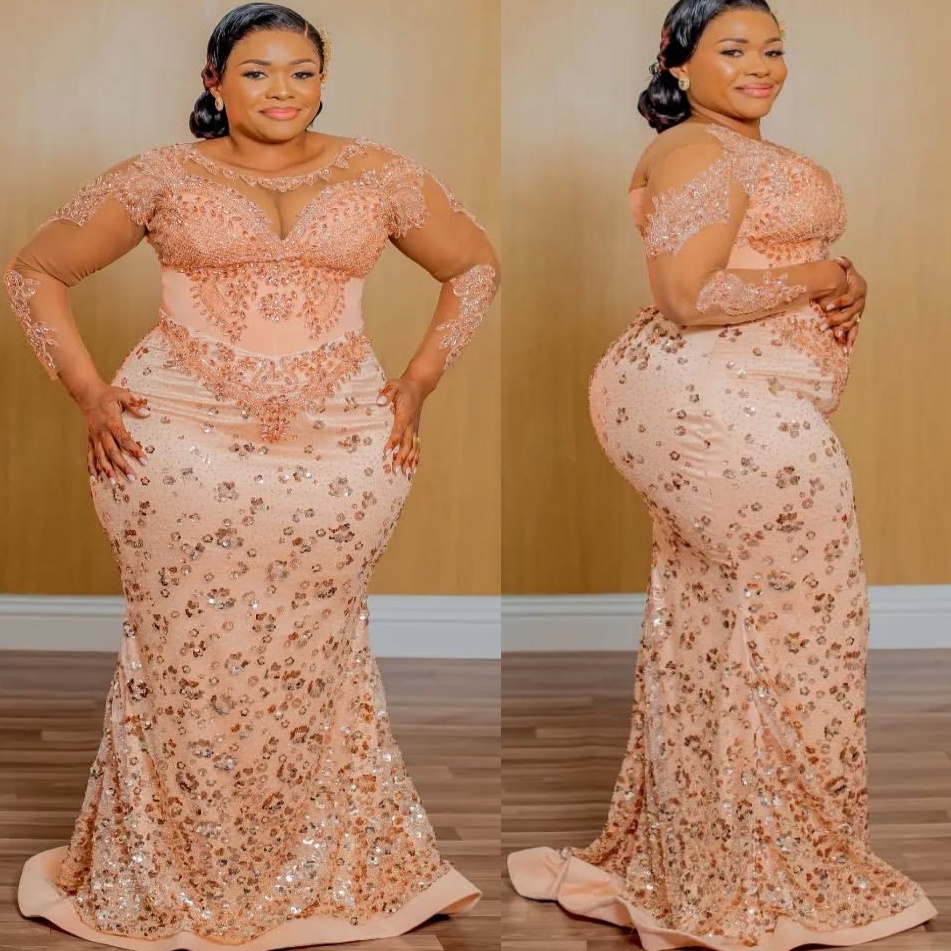 Mermaid Champagne Prom Dresses 2025 Crystals Beaded Sequined Evening Formal Party Second Birthday Engagement Gowns Plus Size Dress For Special Occasio