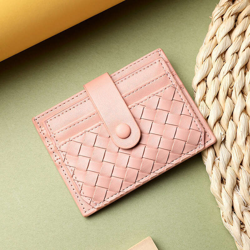 Card Holder for Women Compact ID Case Leather Texture Men's Holder Anti-Degaussing Driver's License Card Clip Exquisite Coin Purse Woven Wom