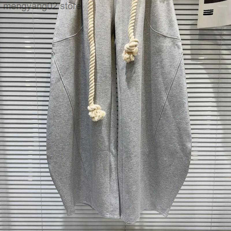 Womens Pants 2025 Girl Women Rope Belt Flowering Device Couple Loose Wide Legs Strt Casual Trousers Wear Z260314