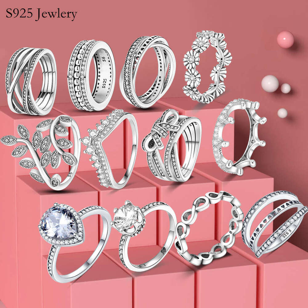 2024 New Popular 925 Sterling Silver Fashion Glittering Love Rings Ladies Jewelry Anniversary Gift