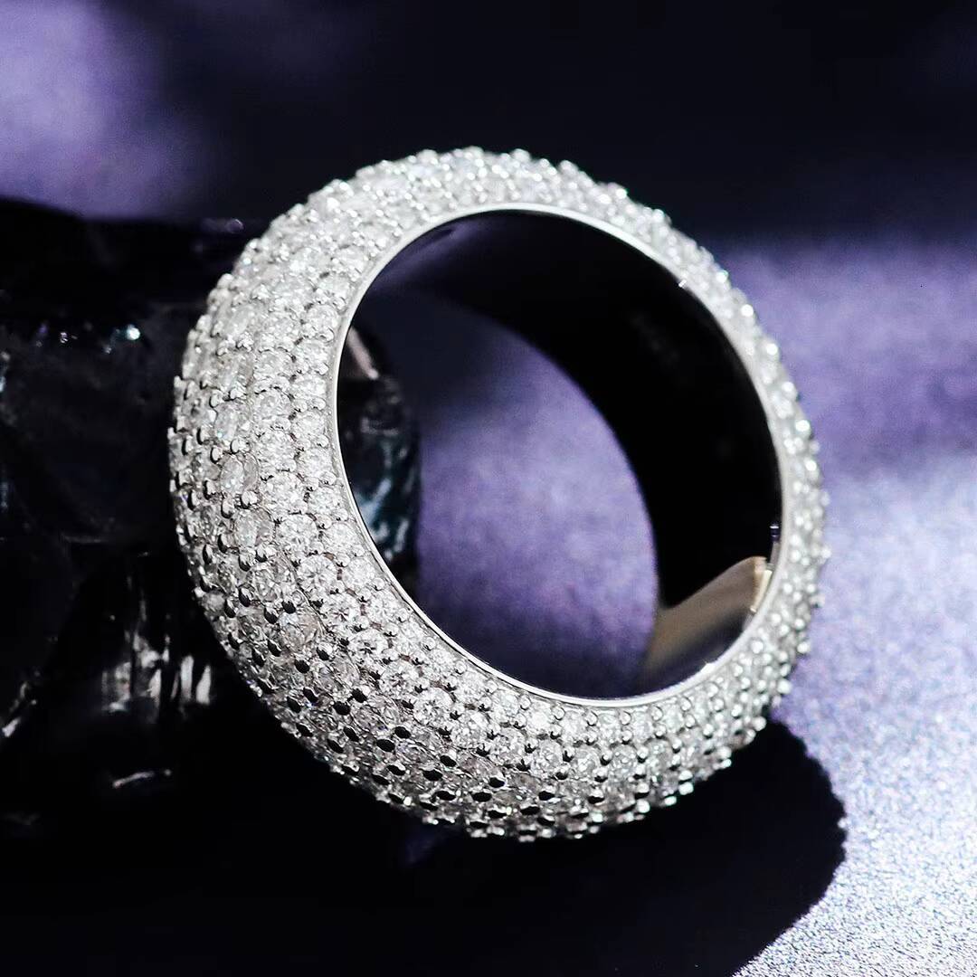 Hip Hop Jewelry Luxury 14K 18K White Gold D VVS Lab Diamond Ring for Men Women Party Solid Gold Jewelry Daily Wear Chunky Rings