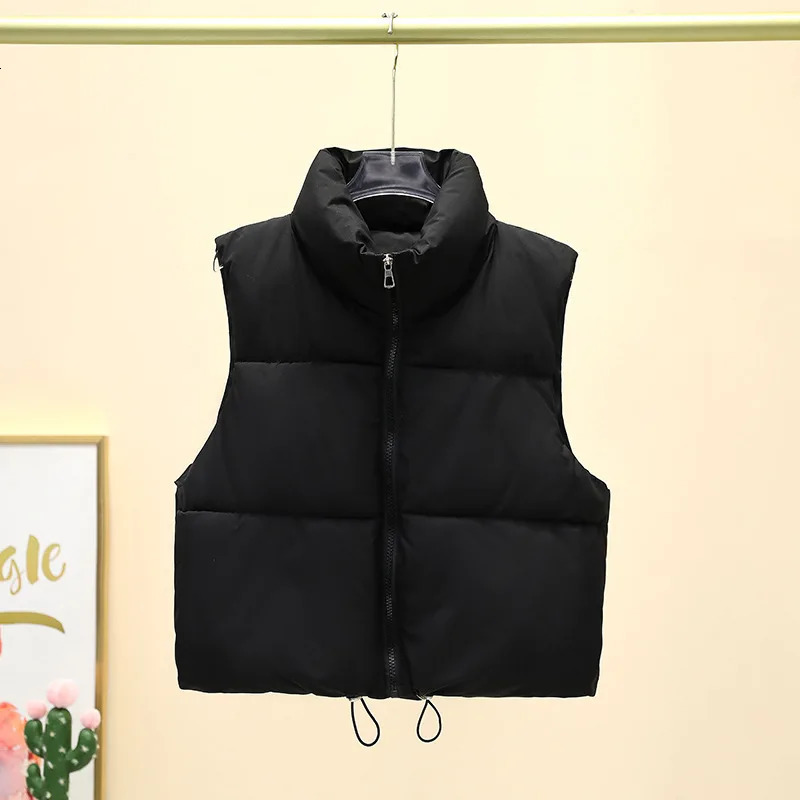 Fashion Short Down Vest Women Winter Autumn Warm Stand Collar Sleeveless Coats Outdoor Quilted Travel Jackets Zip Up Waistcoat 250804