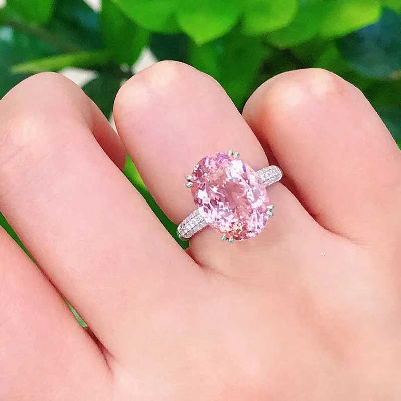 925 Sterling Silver Rings for Women Pink Cubic Zirconia New Wedding Engagement Band Accessories Luxury Trendy Lady Jewelry Gift Y250808