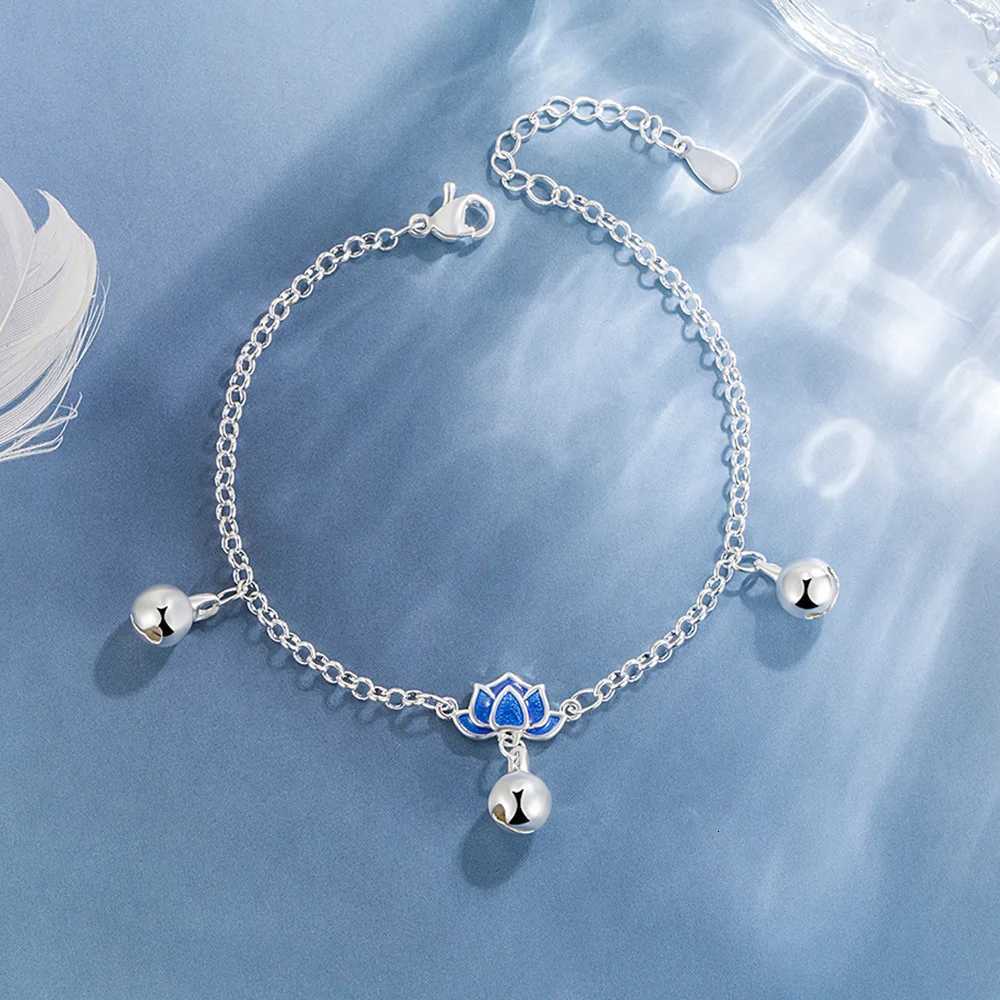 925 Sterling Silver Lotus Bell Charm Bracelets For Women Luxury Designer Fine Jewelry Accessories Wholesale Argent 925 Z250807