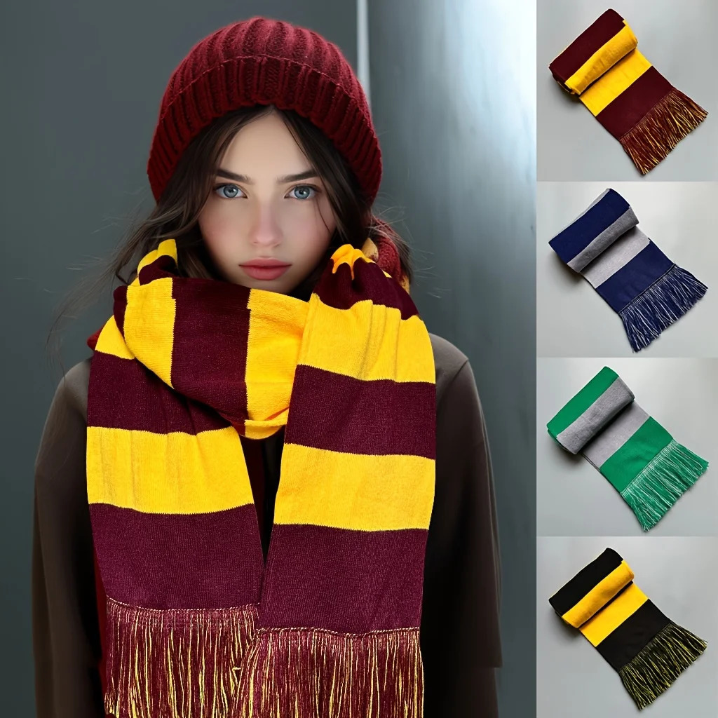 1PCS unisex knitted striped scarf lengthened 63inches scarf Fashion warm scarf preppy scarf 250807