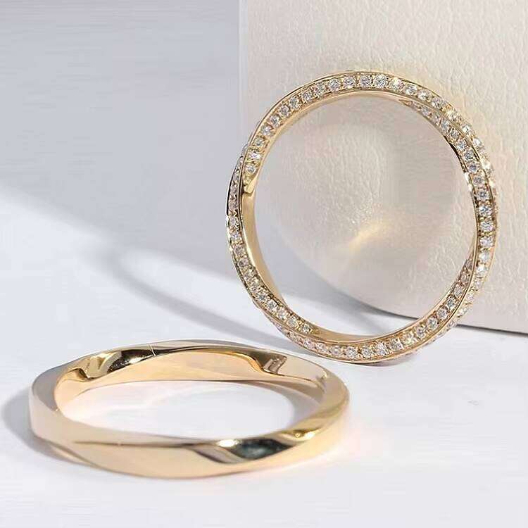 Xingguang 14k Pure Gold Mobius Moissanite Round Brillaiant Cut Vvs Clarity d Color Set Rings for Women Jeweley