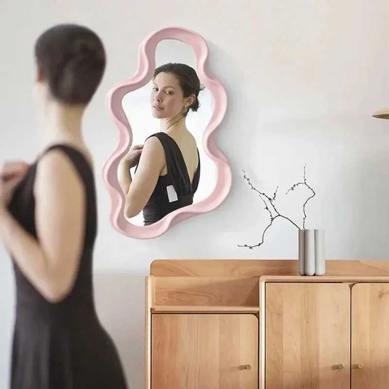 Irregular Cloud Shaped Mirror Wall Hanging Ornaments Standing Asymmetrical Mirrors Art Mirror Wall Mounted Home Bedroom Decor Z250807