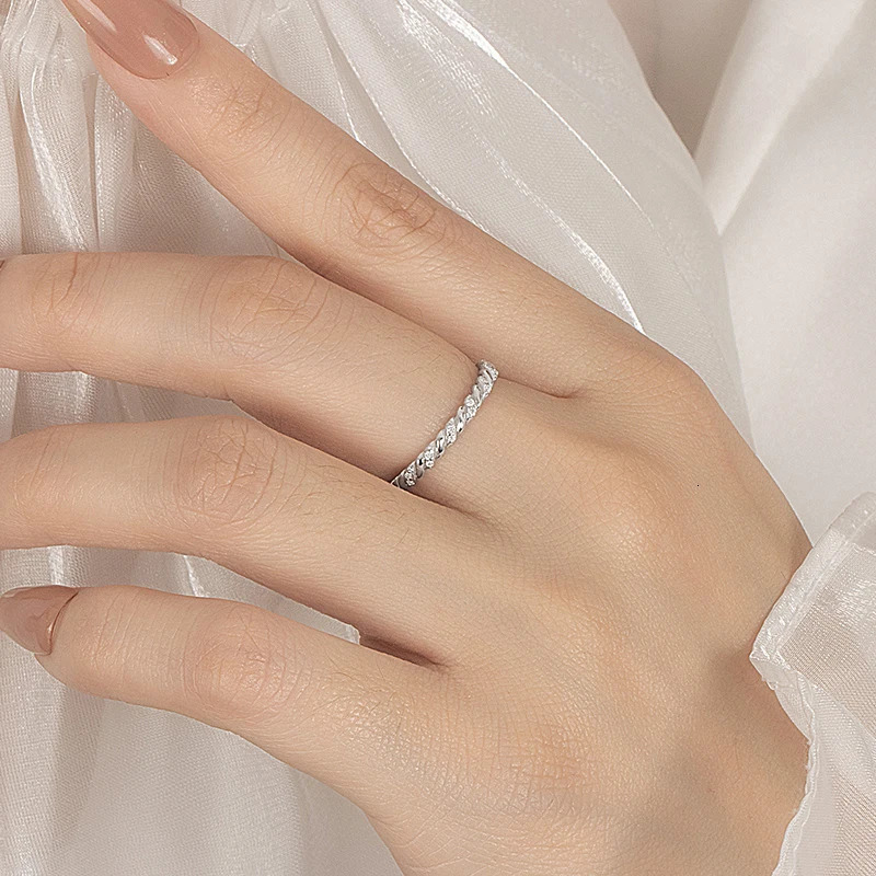 100% Pure Silver Twisted Pattern Ring for Women by PERFANY GRA Laboratory Diamond Wedding High End Jewelry 250717