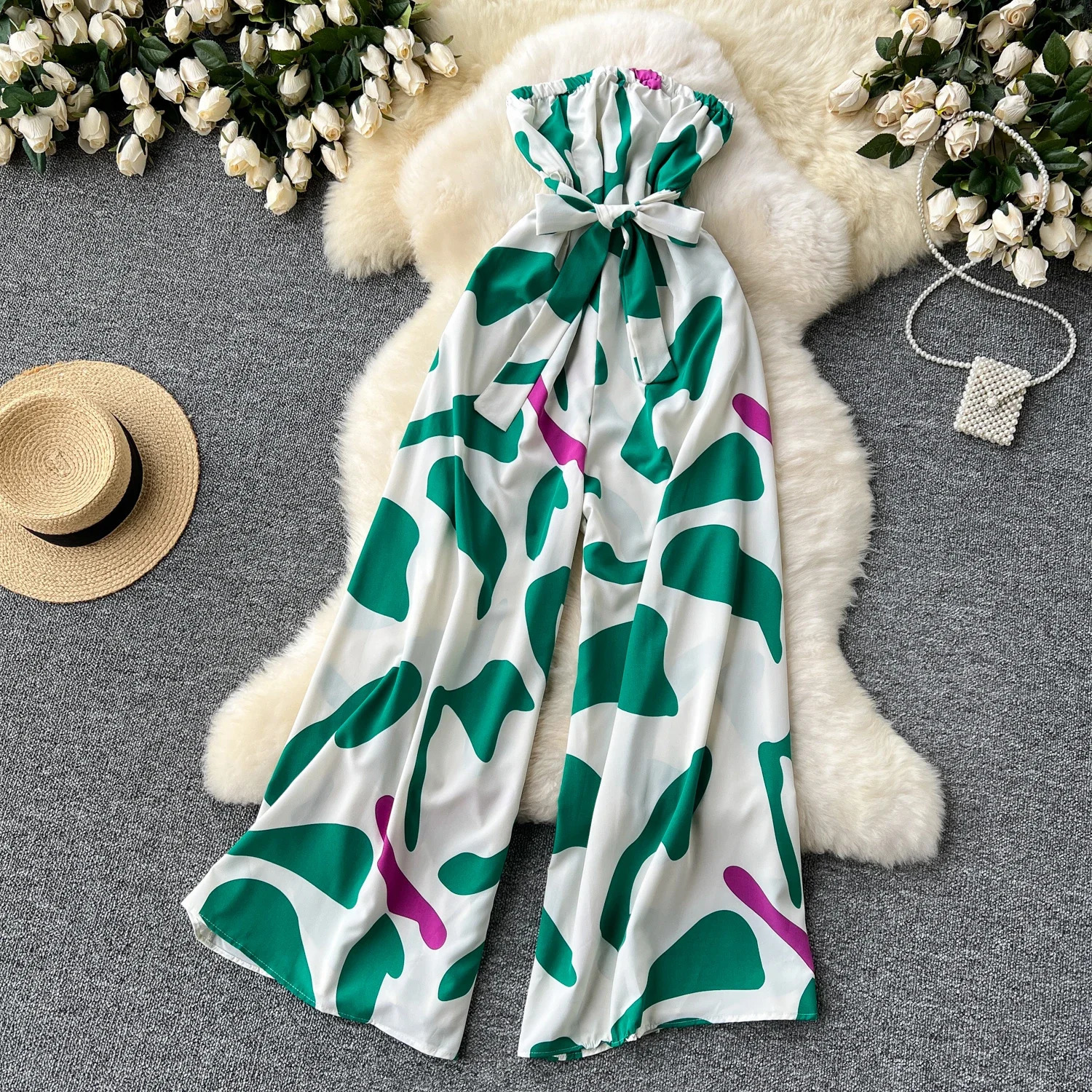 Womens Jumpsuit Elegant Sexy Suspender Printed Jumpsuits Casual Hip Waist Overalls Romper For Women Spring Summer 2024 y250807
