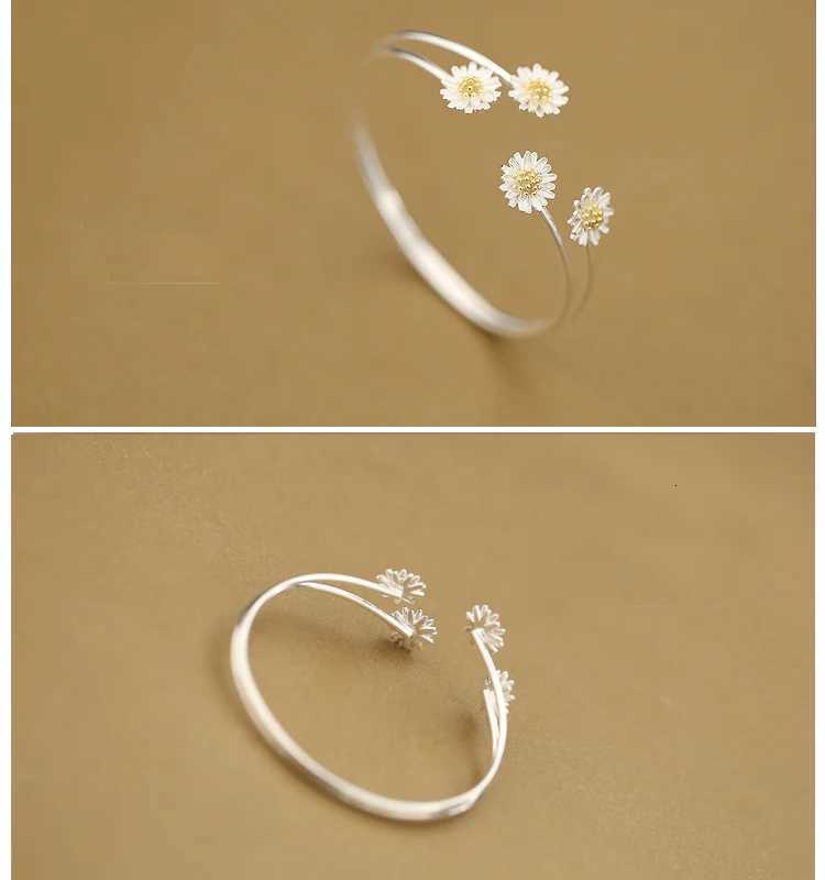 Personality New Art 925 Sterling Silver Jewelry 4 Daisy Gold High-Quality Popular Open Bracelet Z250807