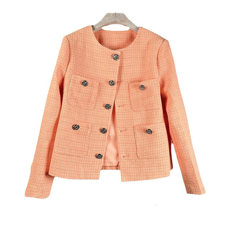 Spring and Autumn Fashion Age-Reducing Petite Height-Enhancing Elegance-Style Long-Sleeve Jacket for Women Short Tweed French Top