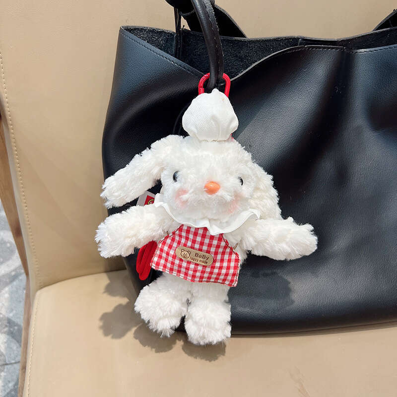 New Dress Plush Lop-Eared Rabbit Keychain Cute Adorable Holding Flower Bunny Plushie Bag Pendant for Women