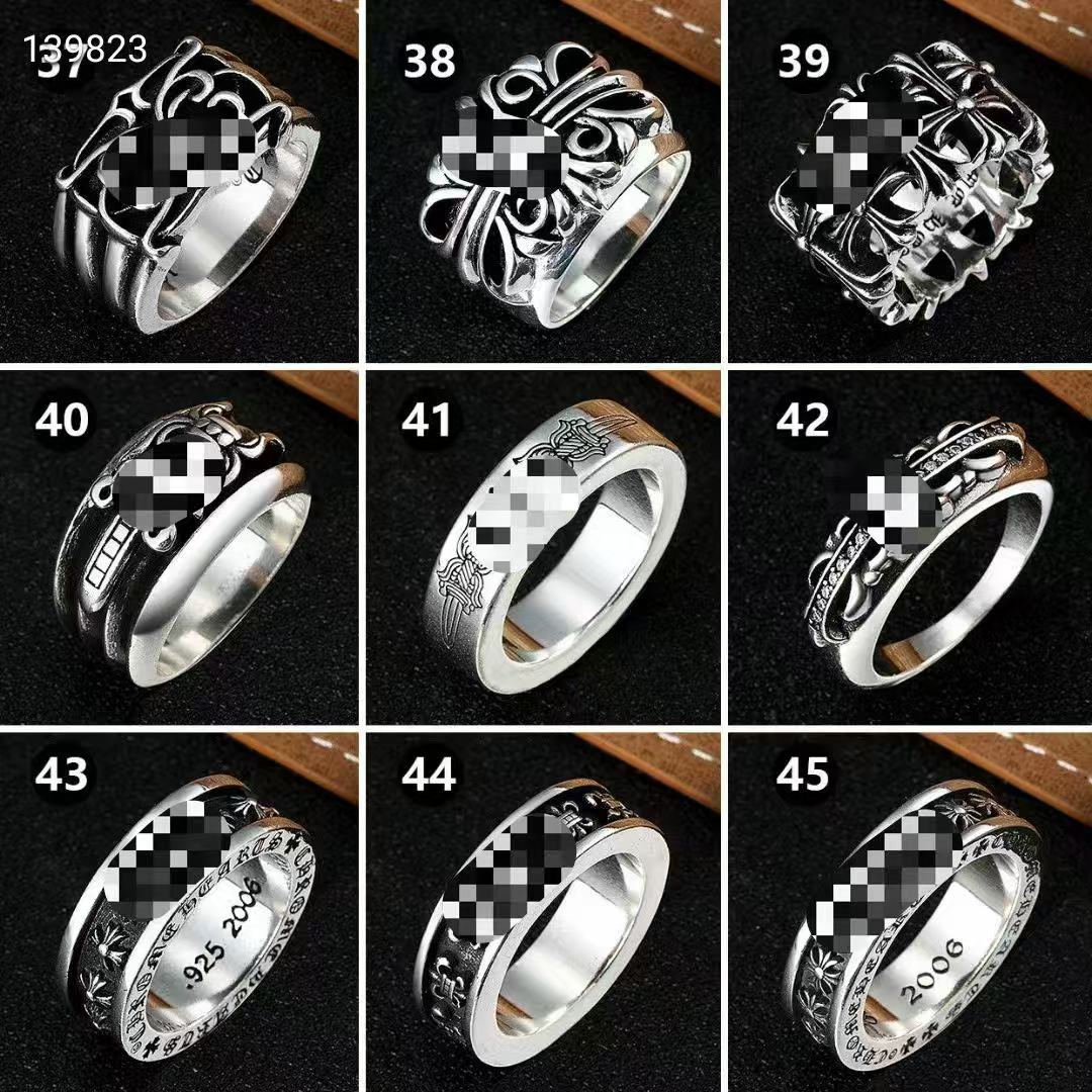 Designer Chrome Crossers Rings S925 Silver Plated Hip Hop Men and Women High quality Vintage Cross Open Thai Silver Chromes Ring Jewelry gift