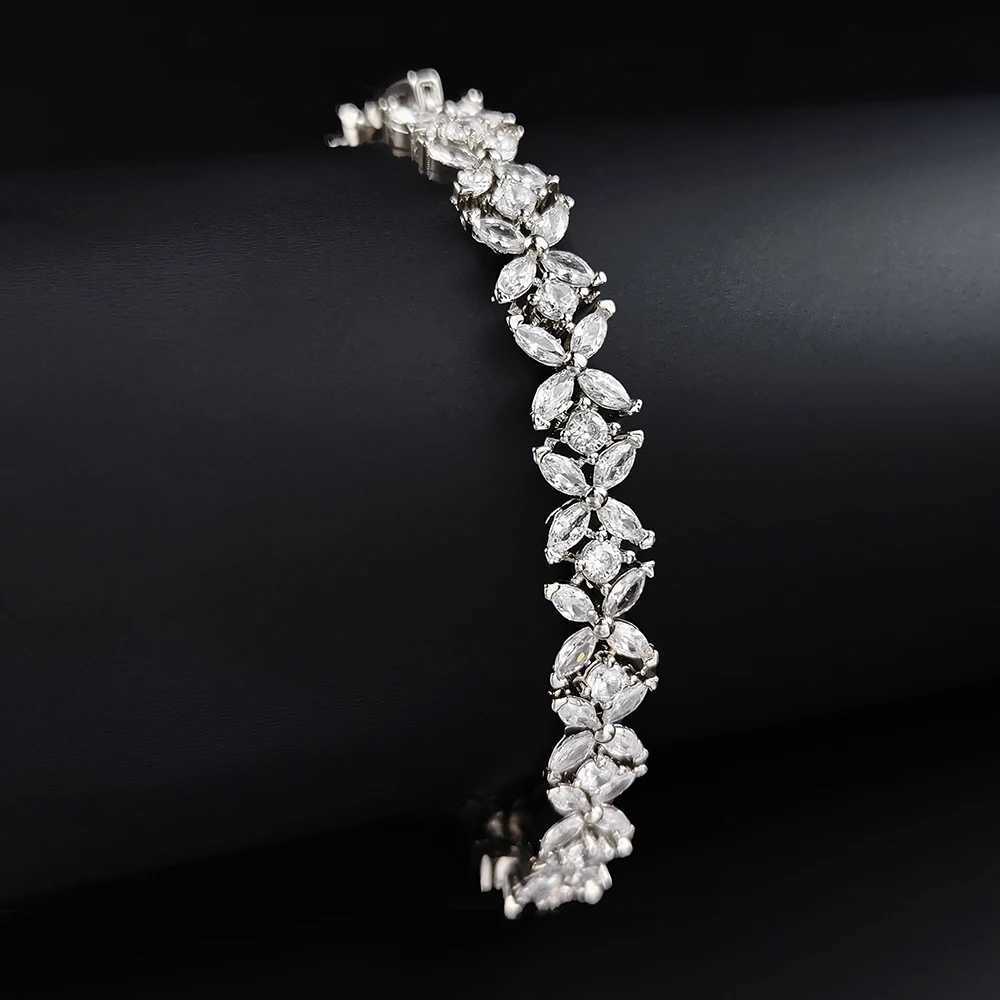 2024 New Fashion Silver Color Leaves Adjustable Bracelet Bangle for Women Anniversary Gift Jewelry Wholesale S6058 Z250807