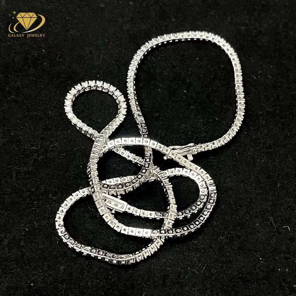 Ready to Ship Tennis Chain Dia Prong Set Sterling Sier Eternity Band Glow Necklace Moissanite VVS Bracelet