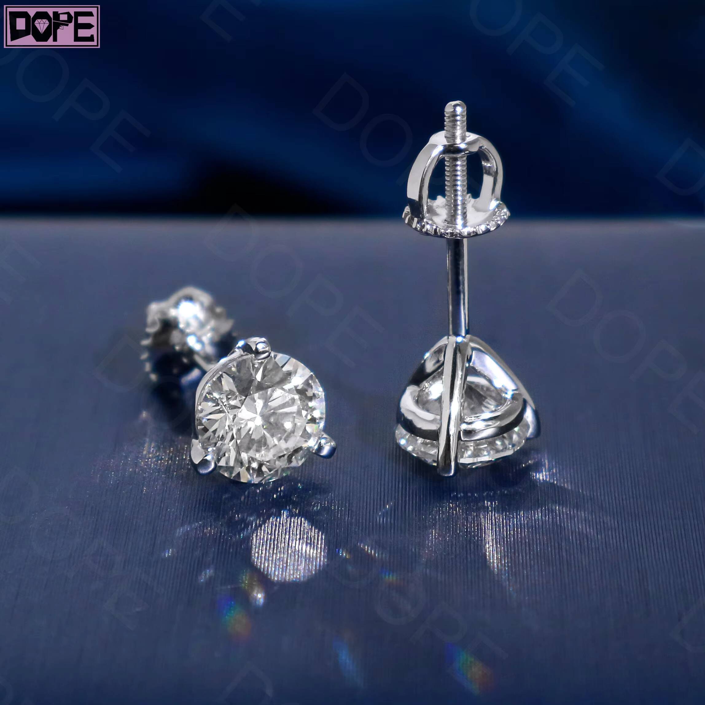 Fine Jewelry Moissanite Earrings Basic 925 Silver 3 Prong VVS Diamond Screw Back Custom Size Stud Earrings