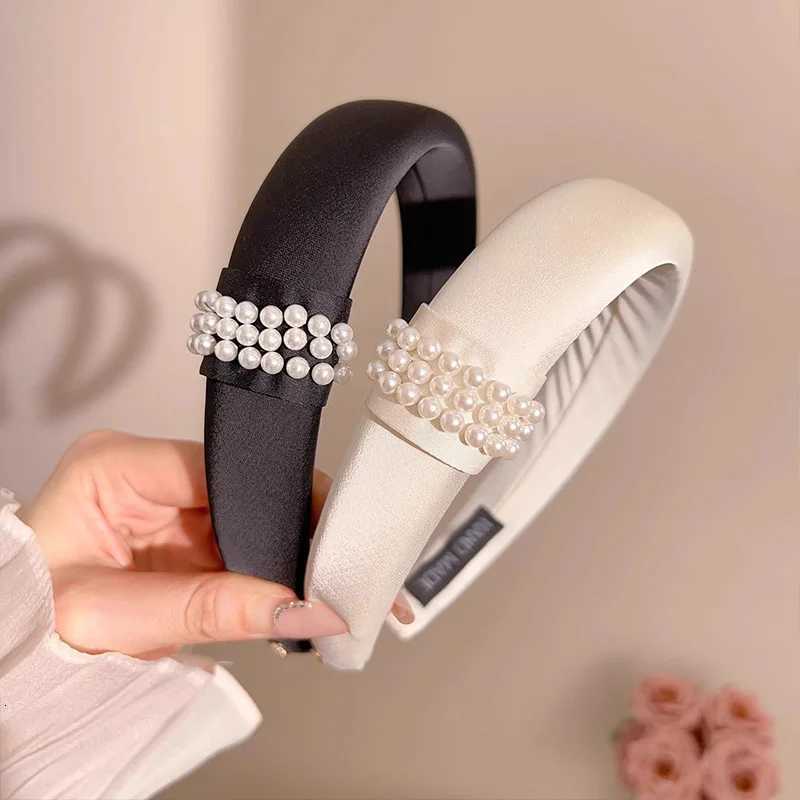 Elegant Pearls Sponge Simple Hairband for Women Girls Sweet Hair Ornament Band Hair Hoop Hair Band Fashion Hair Accessories Y250808