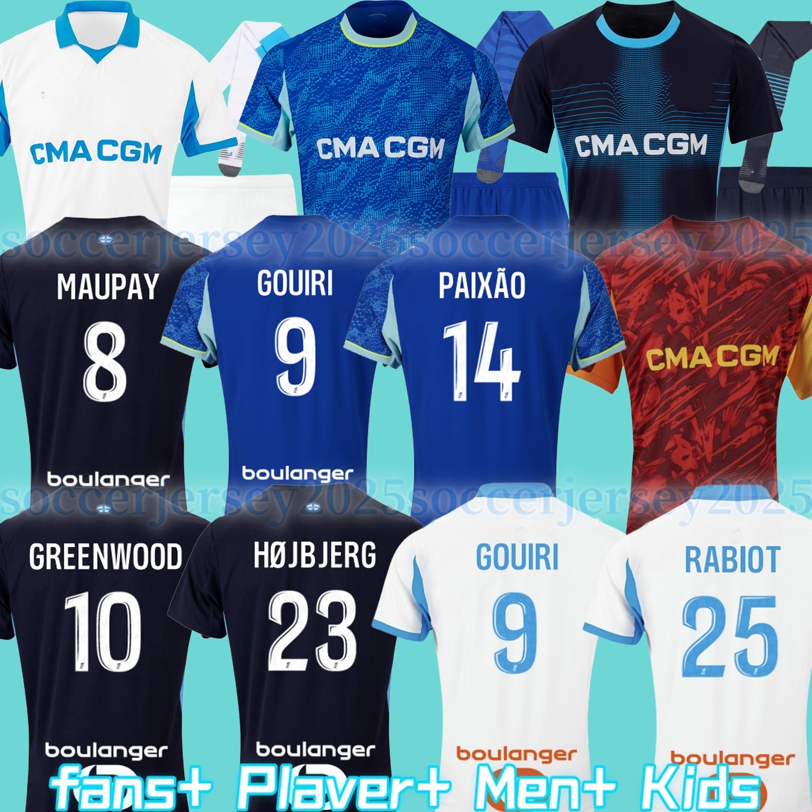 25 26 maillot de foot GREENWOOD 125th Anniversary Soccer jerseys OUNAHI harit 2025 2026 OM man and KIDS football shirt hommes enfants BALERDI RONGIER FANS player 888