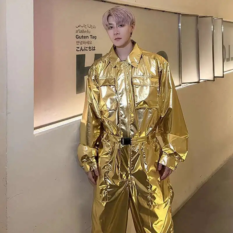 IEFB Performance Mens Overalls Turndown Collar Long Sleeve Jumpsuit Tech Wear 2025 Spring Summer Handsome Stylish 9C7266 250804