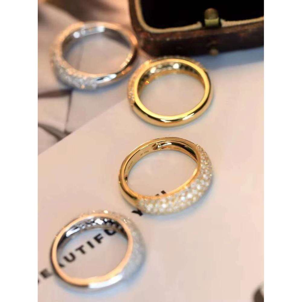 Light 5 Row Iced Out Party Anniversary 14KSolid Gold VVS Moissanite Melee Band Ring for Women Men