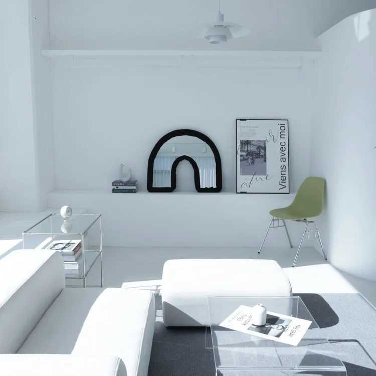 Arch Mirror Ins Creative Cotton Living Room Bedroom Wall Hanging Decoration Makeup Mirror Semi-round Wall Decoration Z250807