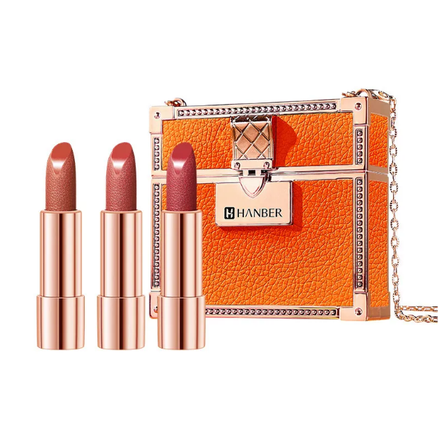 Chain Leather Bag Lipstick Set 3 Colors Matte Velvet Moisturizing Lipgloss Waterproof No Fade Easy To Wear Lip Make Up Tool Gift