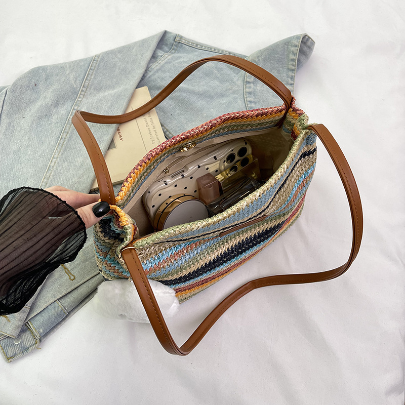 2025 Autumn New Women s Shoulder Bag Fashion Color Block Rainbow Weaving Bag Autumn New Handbag Women s Crossbody Bag Autumn New trend Designer Bag