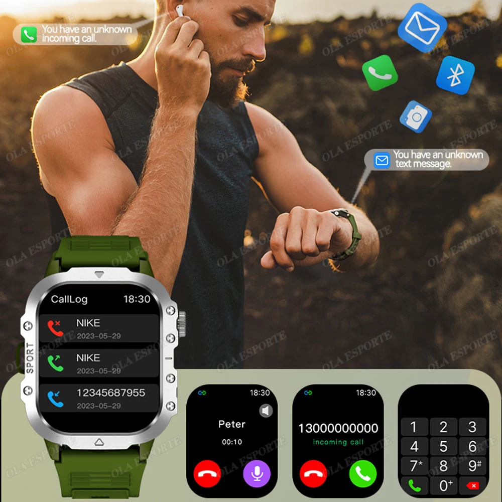 For Smartwatch Men Bluetooth Call Heart Rate Health Monitor AI Voice Waterproof Sport GPS Tracker Smart Watch 250805