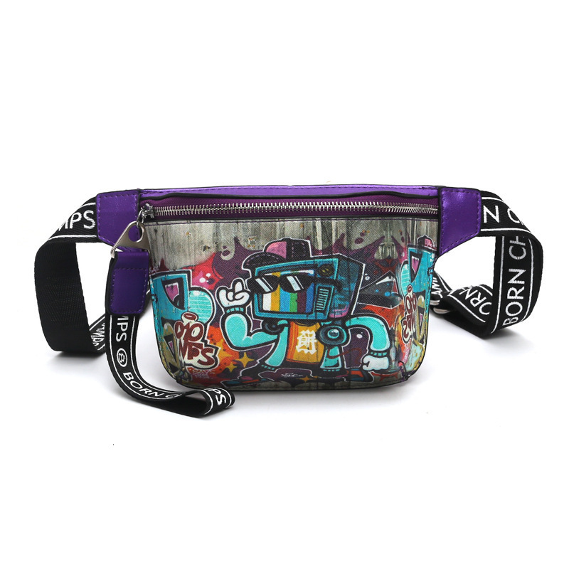 Luxury Brand Designer Bag Hip Hop Fashion Painted Graffiti Small Waist Bag 2024 New Trendy Casual Crossbody Chest Bag Party Girl Bag