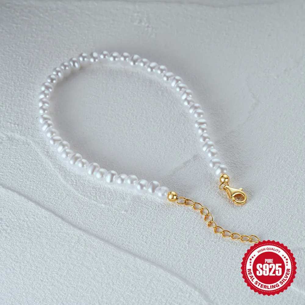 925 Sterling Silver Bracelet with White Baroque Pearl for Women High Quality Adjustable Vintage Female Wedding Jewelry Z250807