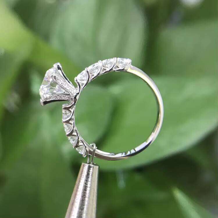 XingGuang 2ct Engagement Jewelry Gold D/VVS Clarity Moissanite 6 Prong Round Dia Minimalist Weeding Halo Ring for Women