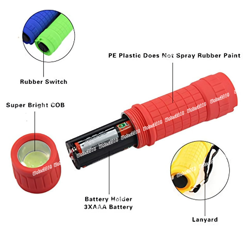 9LED Light Flashlight Portable Zoom Waterproof Flashlight 5 Colors