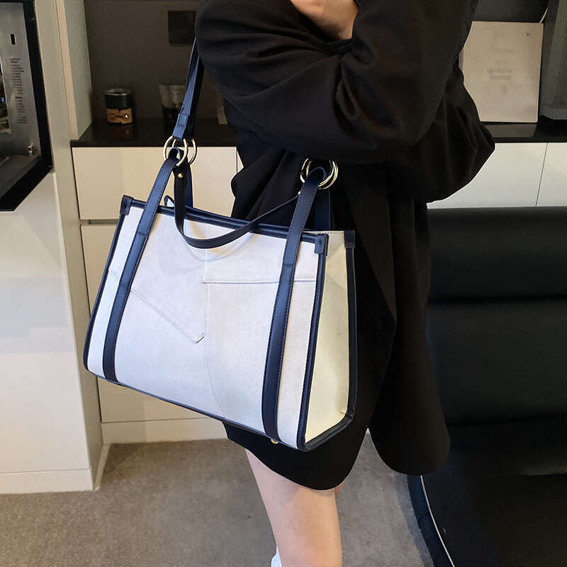 Large Capacity Tote Designer for Women 2025 New Tote Niche Denim bags Color Block Luxury Patchwork Shoulder Underarm Bag