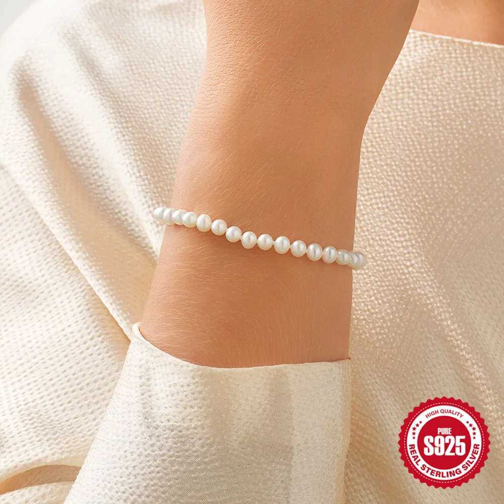 925 Sterling Silver Bracelet with White Baroque Pearl for Women High Quality Adjustable Vintage Female Wedding Jewelry Z250807