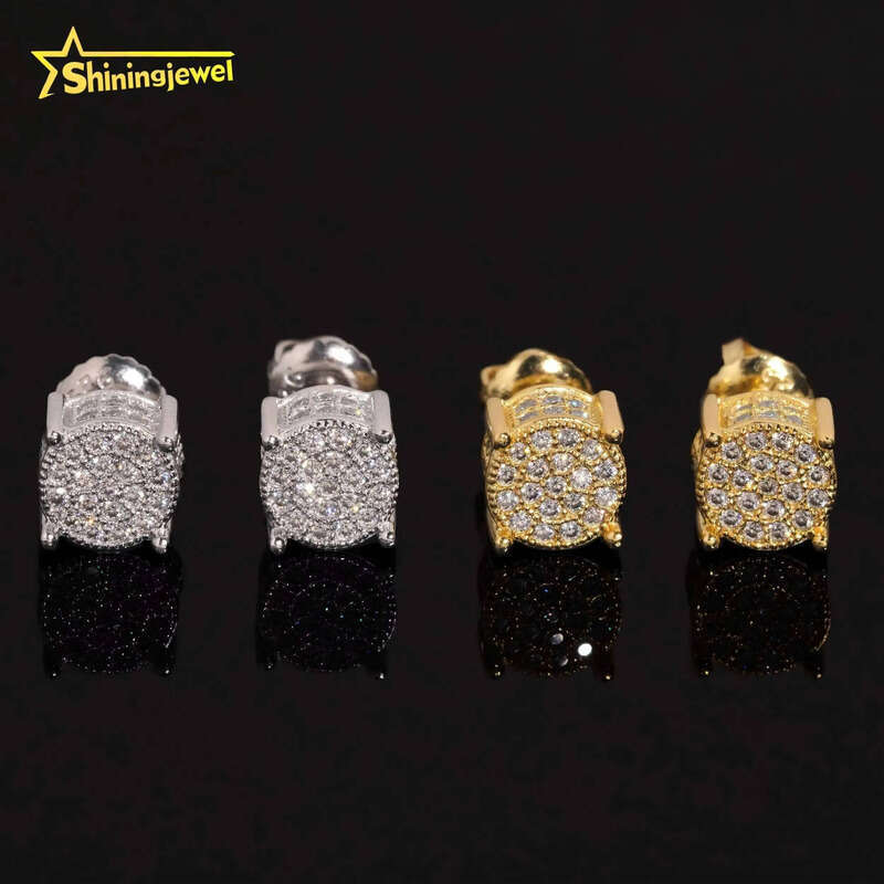 Hip Hop Jewelry Pass Tester Stocks Sterling Sier Iced Out VVS Dia Custom Moissanite Stud Earrings
