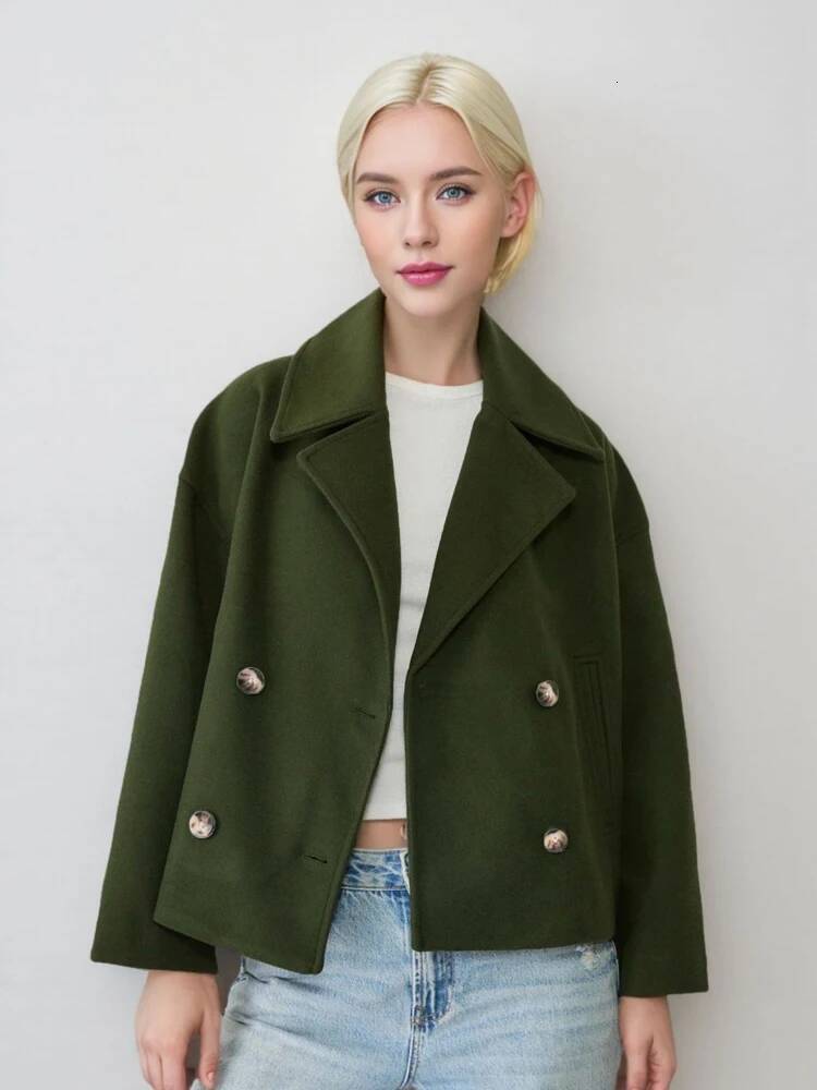 New Winter Woman's Coats,Long Sleeve Coats,Cropped For Ladies,Button Jackets,Wool Coats,Pockets On Coats,Elegant Coats dongdumaoyi