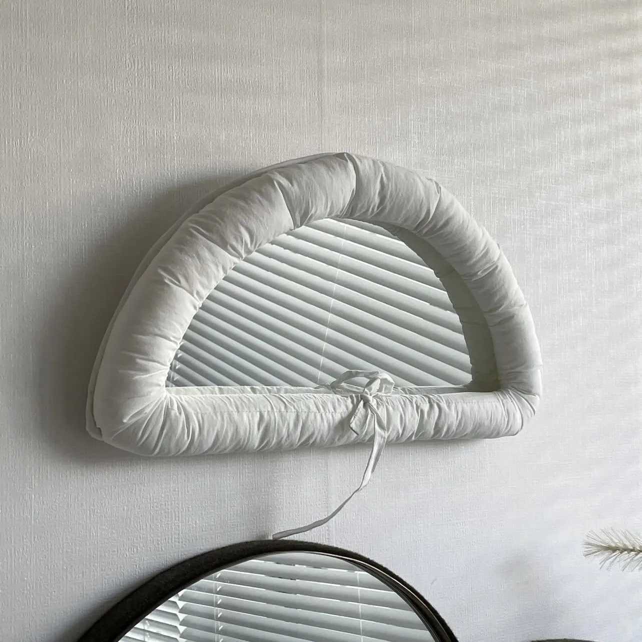 White Half-moon Mirror Ins Creative Living Room Bedroom Wall Decoration Makeup Mirror Semi-round Wall Decoration Z250807